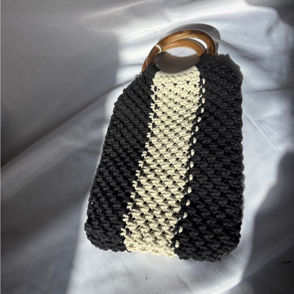 Stylish Black and Cream Handbag